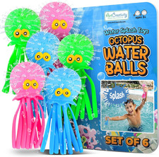 Octopus Water Balls Pack of 6 , Pool Toys for Toddlers 3-5, Sensory Stress Reli