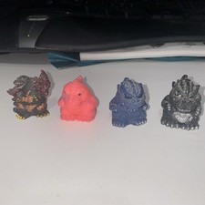 Godzilla, Mini Figures Finger Puppets, Japan, Bandai, 1998-2003 Lot of 4