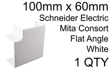 100mm x 60mm Flat Angle Schneider Electric Mita Consort Dado White CTF106W