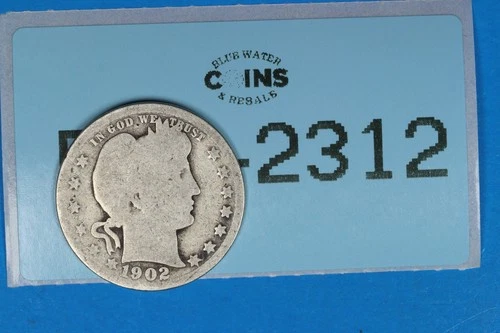 1902-O 25C LIBERTY HEAD BARBER SILVER QUARTER DOLLAR Early US Type RAW-2312