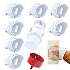 Chicken Feeder No Waste DIY Automatic Poultry Feeders 8 Ports with Covers Gra...