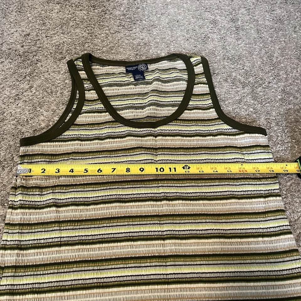 Blusa sin mangas vintage Y2k años 90 Venezia mujer 18/20 rayas verdes boho playa EE. UU. Foto 3 de 4