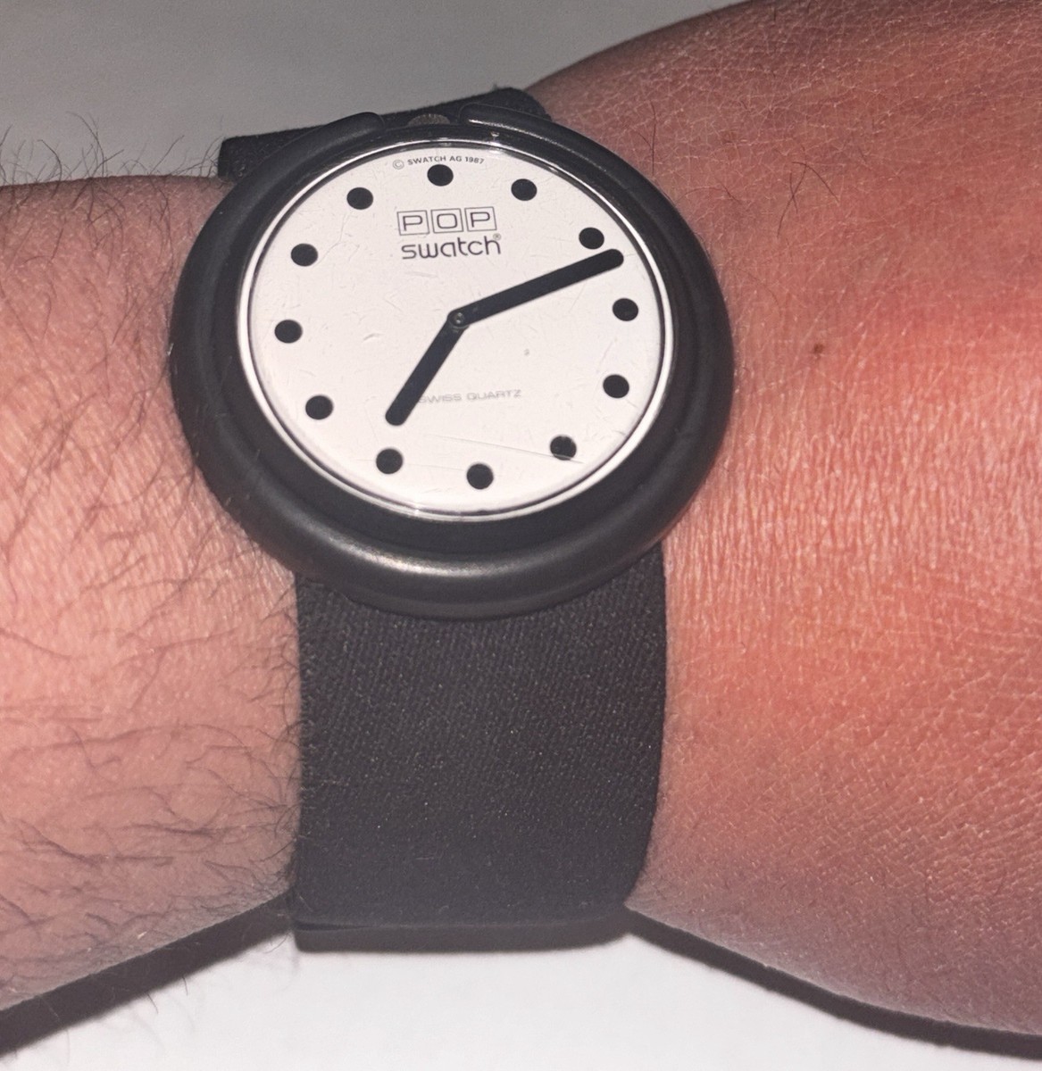 パ*チ様 Swatch  Pop アナログ時計 Swatch Pop Vintage 1987 Swiss Quartz Unisex Black Textile Strap
