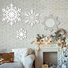 3 Pieces Christmas Wall Snowflake Wooden Sign Decoration for Wall Christmas S...