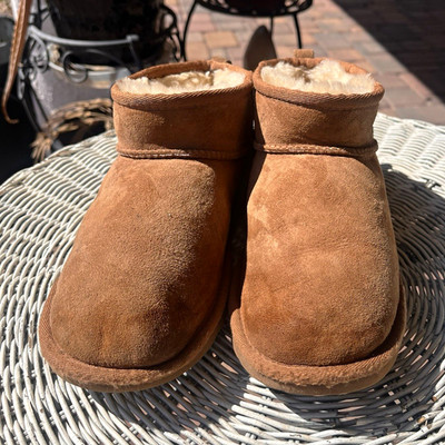 UGG Classic Ultra Mini Women s Brown Suede Sheepskin Lined Slipper Bootie 4