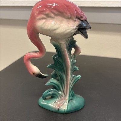 Vintage California Pottery Tall Flamingo Bending Down Figurine