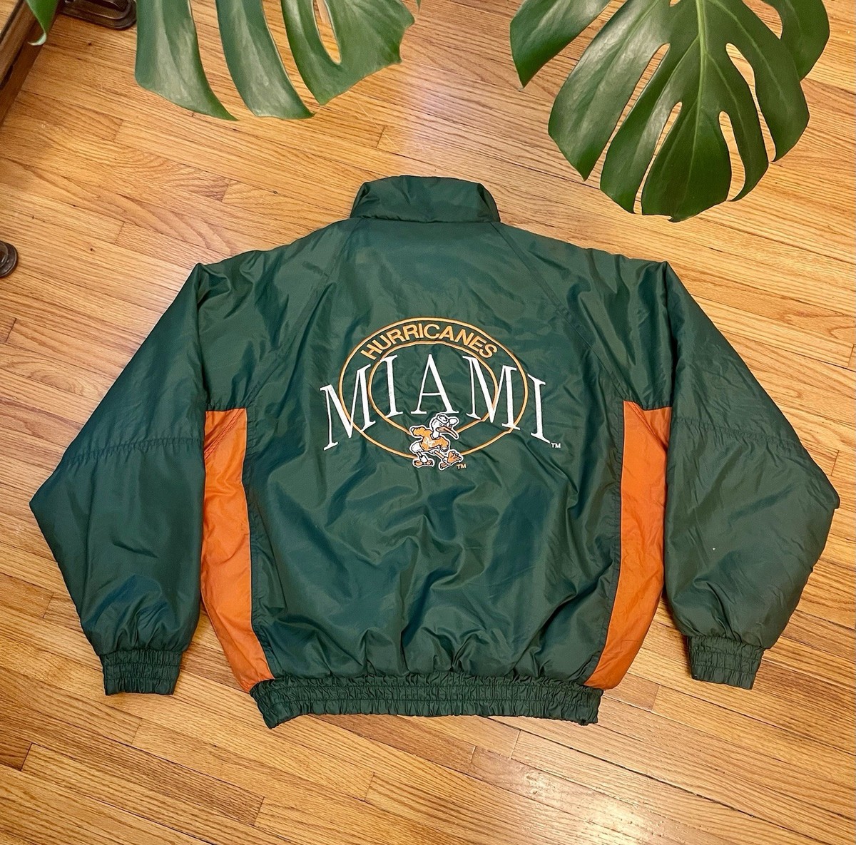 Vintage 90s XL University of Miami Hurricanes Full Zip Bomber 