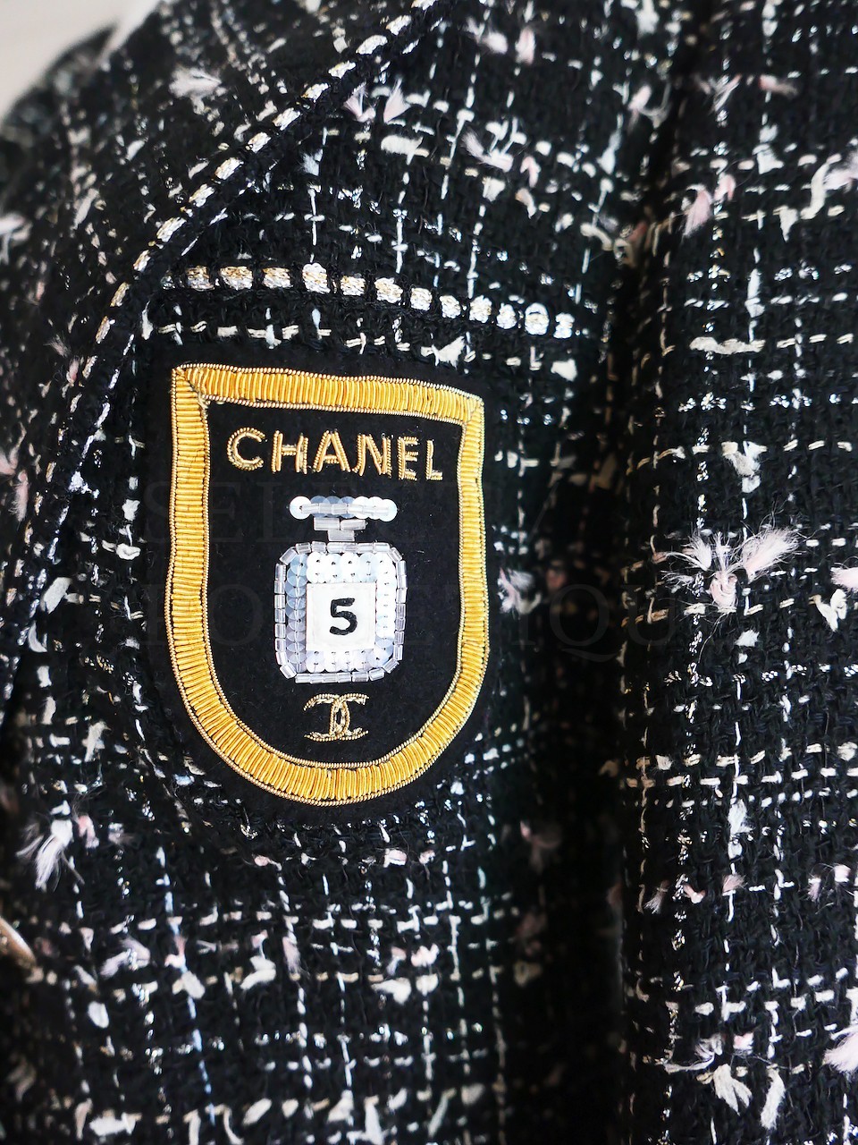 CHANEL 05C VINTAGE FANTASY TWEED PERFUME PATCH JACKET COAT FR42 image 7