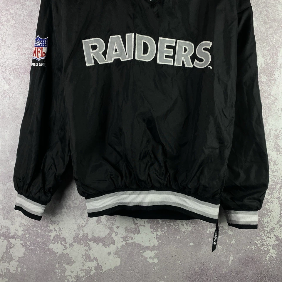 Vintage Starter Oakland Raiders NFL Jacket Long Sleeve Black Size L - Image 3 of 4