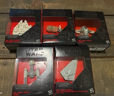 Star Wars Titanium Series Die-Cast Ships Lot of 5   New   Hasbro Black Box