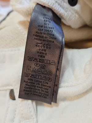 NWT $428 John Varvatos JV-704 French Terry Tapered Jeans In White