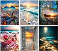 6 Pack Diamond Art Kits for Adults, Beach 5D Diamond Painting for 6 Pack-Beach