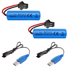 3.7V 800Mah Li-Ion Battery 2Pack with USB Chargers SM-2P Plug RC Rechargeable Ba