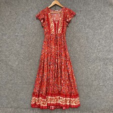 We The Free Womens Dress Size 8 Red Floral Maxi Elastic Waist Rayon 8005