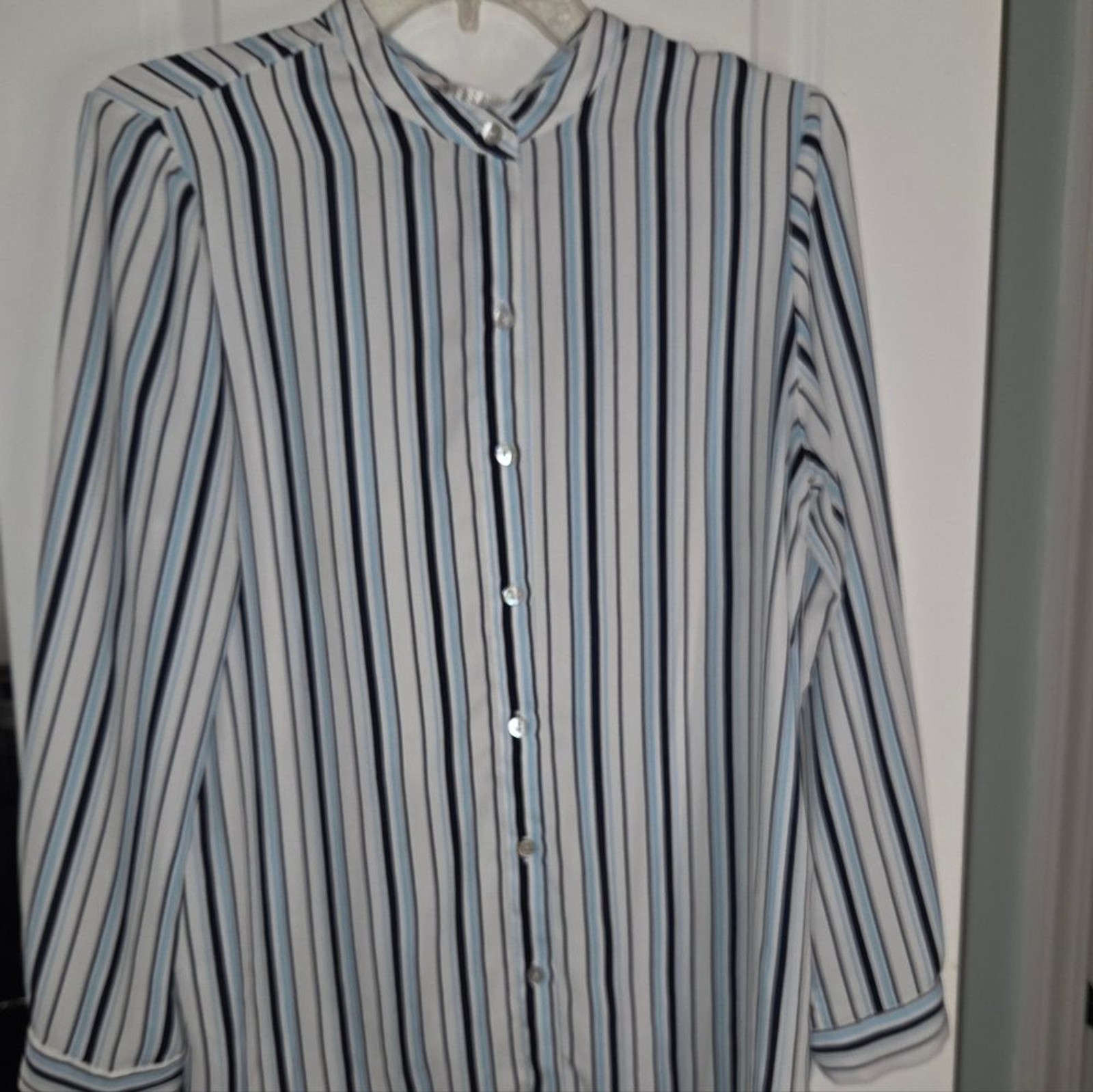 Spense Pinstriped Button Front Blouse - image 4