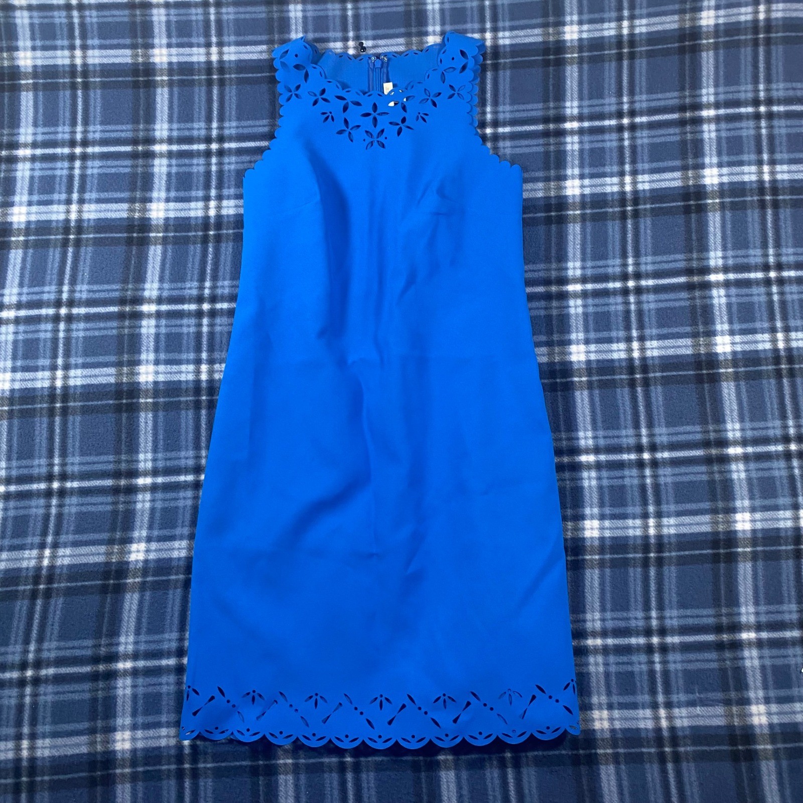 J.Crew Blue Laser Cut Scalloped Hem Shift Dress E9811 Size 00