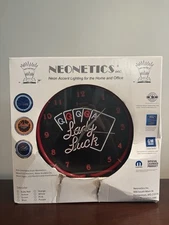 Neonetics Lady Luck Neon Clock Gameroom Basement Mancave Wall Art Decor ~ New 👀