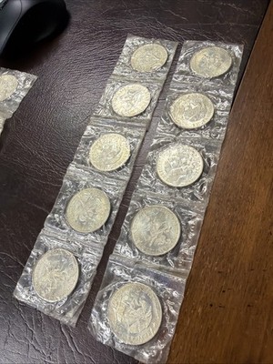 1968 Mexican 25 Pesos Silver Olympic Coin Strip of 5 in Original Plastic