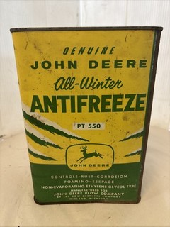Lattina olio antigelo John Deere per tutto l'inverno da 1 gallone vintage