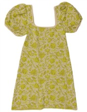 Zara Womens Off Shoulder Dress UK 8 Small Green Floral Polyester BM04