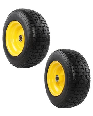 2x 16x6.50-8 Front Flat Free Tire Wheel Set w/ Bearings For Garden Tractor Mower