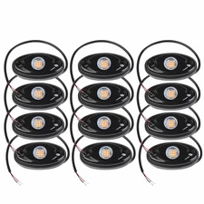 12pcs Universal LED Amber Rock Light Underbody Neon Glow Lamp For Jeep Truck SUV