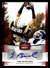 2012 Leaf Draft #TB1 Tim Benford AUTO Red Tennessee Tech Golden Eagles