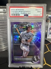 2022 Bowman Colson Montgomery Purple Refractor /250 PSA 9 1st Rockies