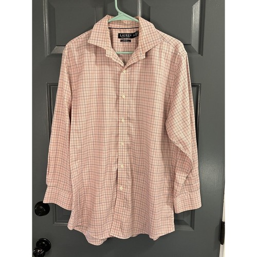 Ralph Lauren Black Label Mens Plaid Slim Button Down Shirt Pink Size 16.5 32/33 - Picture 4 of 9