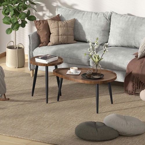 2x Vintage Couchtisch Rund Beistelltisch Wohnzimmertisch Holz Nachttisch Retro - Bild 12 von 12