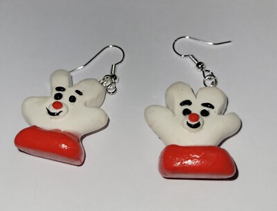 Helping Hand Oven Mitt Earrings Silver Wire Retro Mascot Charm Hamburger Helper
