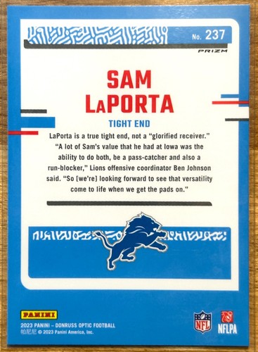 2023 Donruss Optic - Sam LaPorta - Rated Rookie - Jazz Prizm SSP 🦁🐐🔥 - Picture 2 of 6
