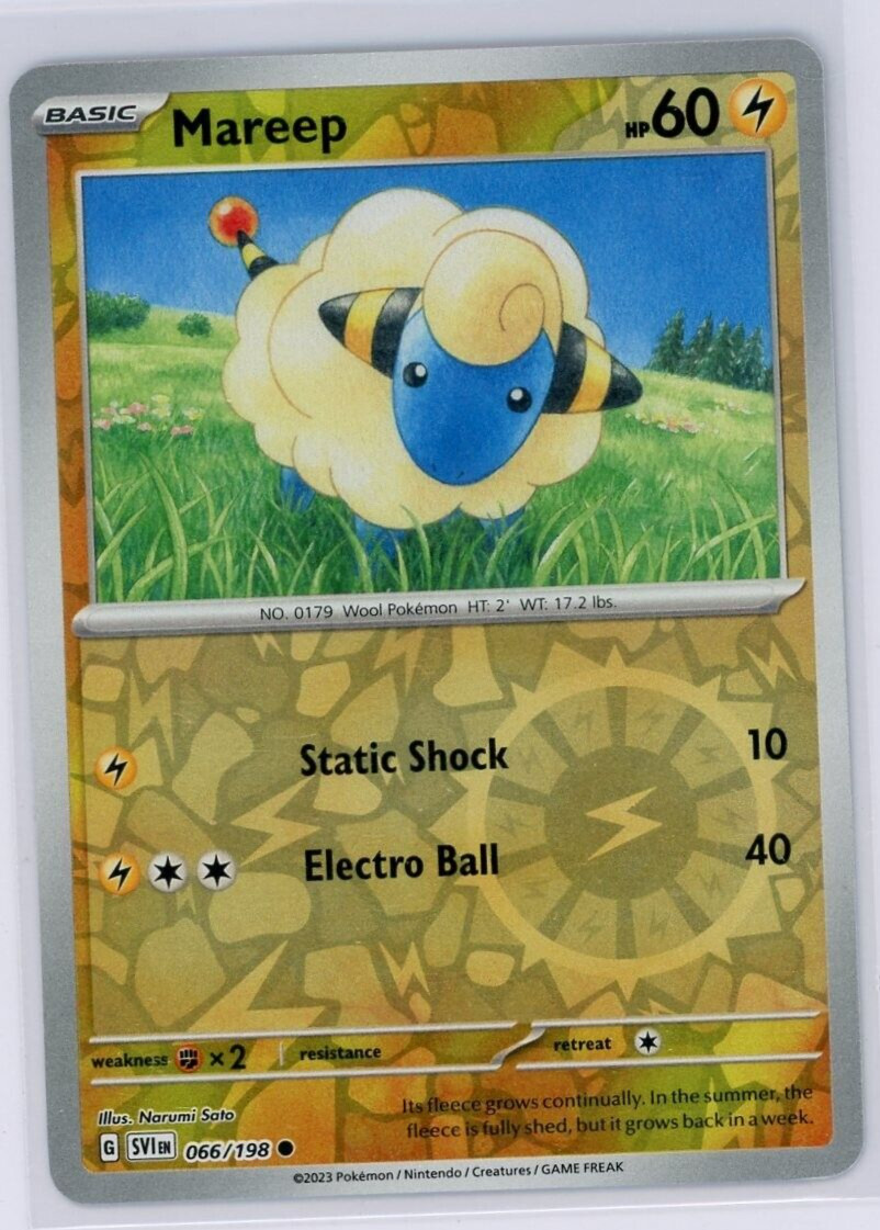 Pokemon TCG Mareep Scarlet & Violet Base Set 066/198 Reverse Holo Common