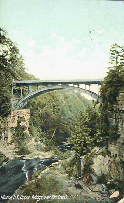 Upper Bridge Fall Creek Ithaca 1908 Postcard  New York 