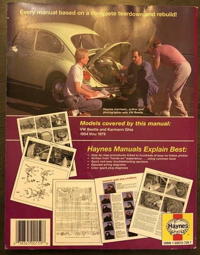 VW Beetle & Karmann Ghia 1954-1979 Repair Manual Used Good Condition Book - Picture 2 of 7