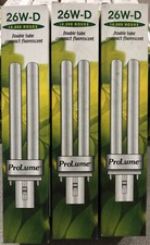 NOS 26W-D/E ProLume Double Tube Compact fluorescent light bulb 4 pin lot of 3 