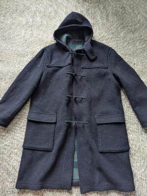 vintage NORDSTROM navy blue DUFFLE COAT wool blend XL double layer