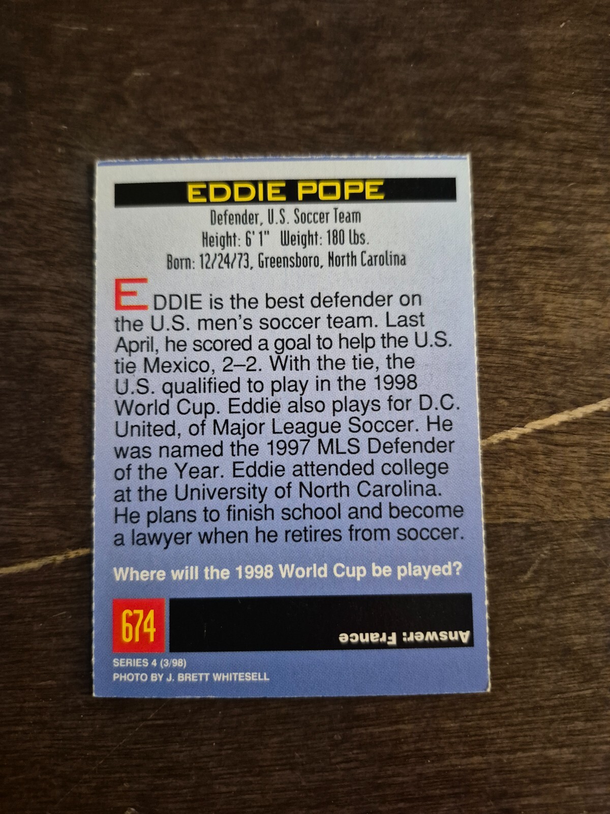 1998 Sports Illustrated for Kids Eddie Pope USMNT