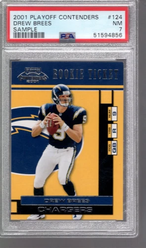 2001 Drew Brees Playoff Contenders Samples #124 RC Chargers PSA 7