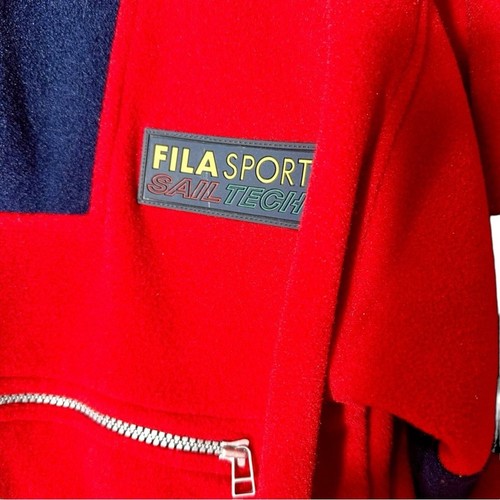 FILA Sport - Fleece Zippered Pullover Shirt - red & navy Sz small (unisex) - Picture 2 of 8