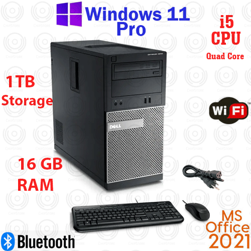 Window 11 Dell OptiPlex 1TB Core i5 DVD 16GB RAM HDMI WiFi Desktop