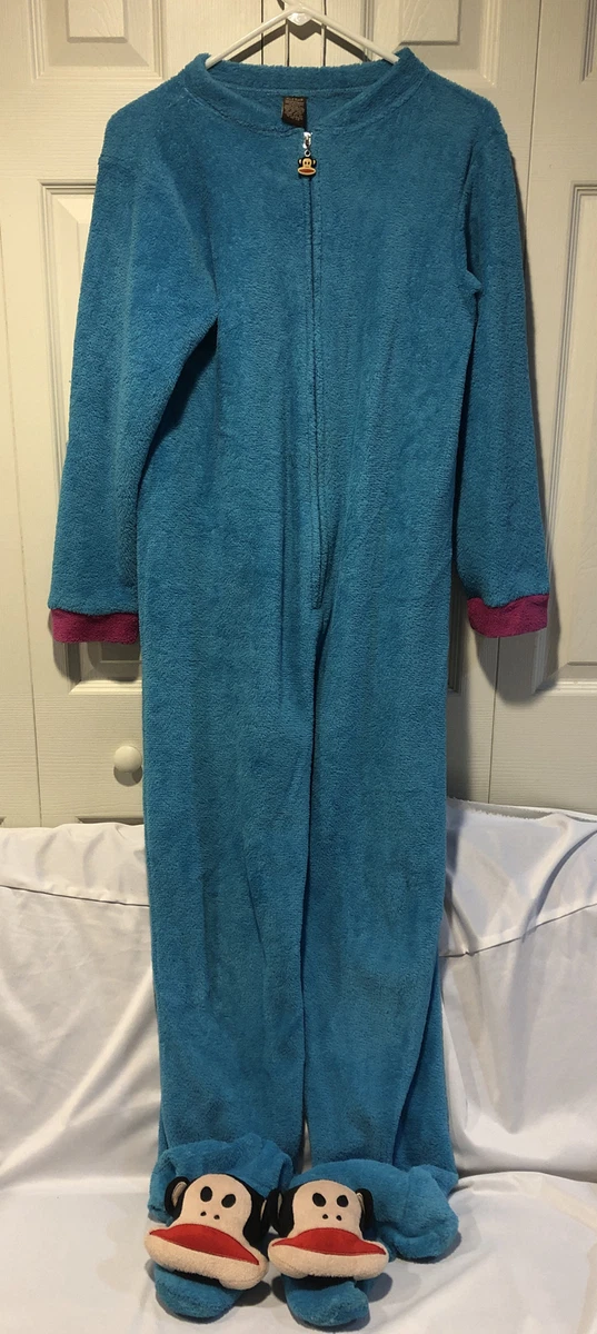 Paul Frank Women s Monkey Footed Pajamas Blue Fleece Union Suit