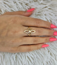 Gold Vintage Elongated Ring, Vintage Style DC Ring, 14k Heavy Plated Gold
