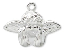 100 Silver Plated Brass 17x11mm Rafael's Angel Cherub Charms with Loop 