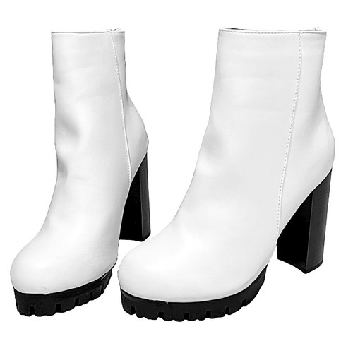 Wild Diva Women's Closed Toe Chunky High Heel Lug Sole Platform Mid-Calf Boots - Picture 6 of 11