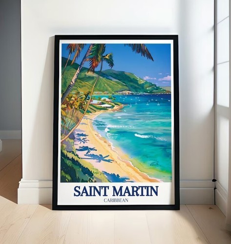 Saint Martin Travel Art - Cul de Sac Bay Travel Posters - 第 2/3 張圖片