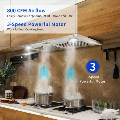 30 inch Built-In/Insert Range Hood 800CFM Kitchen Vent Ducted/Ductless LEDs New