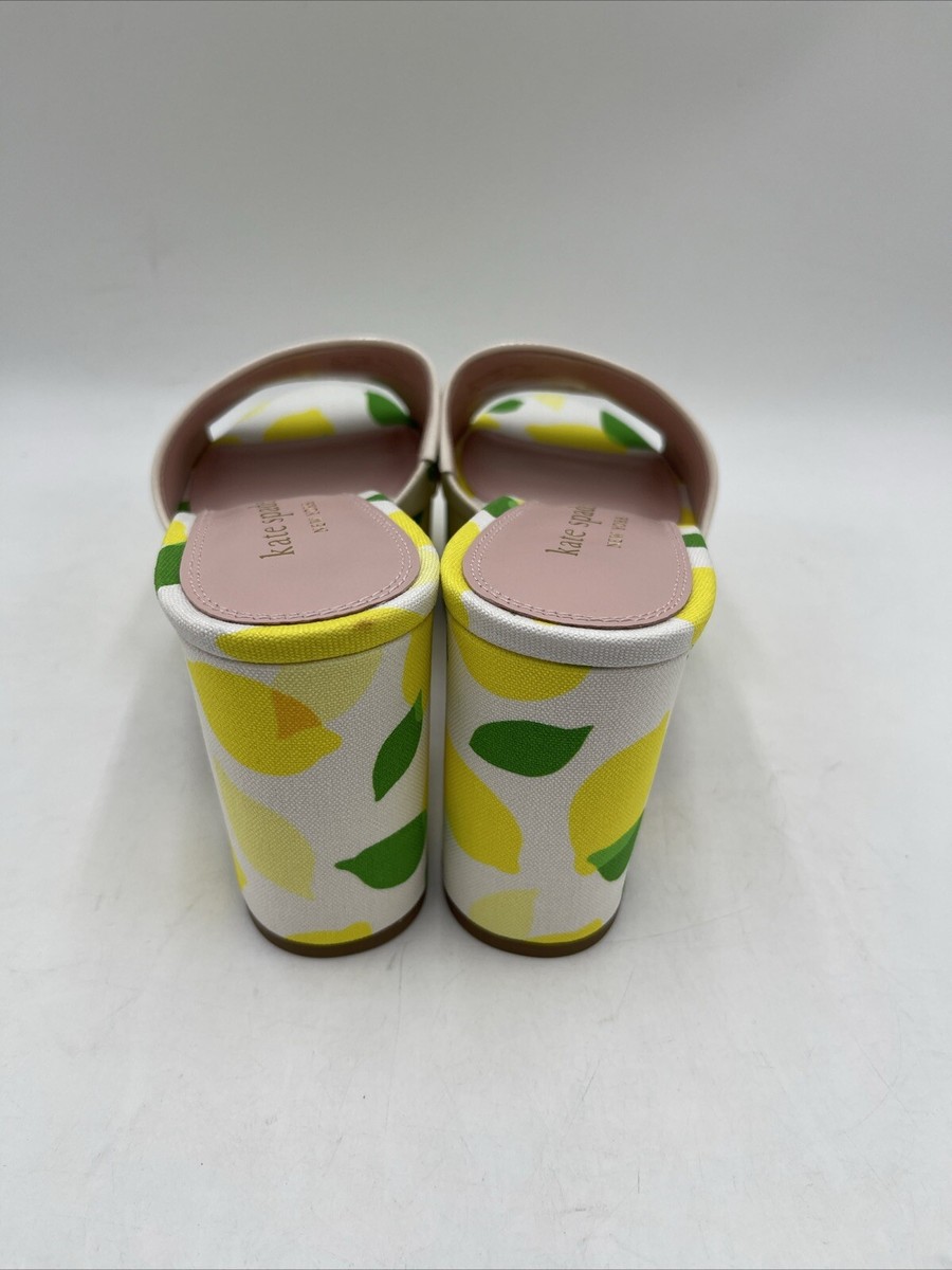 【Kate Spade】Ibiza Lemon Platform Slide Sandals◆国内発送◆ NWB Kate Spade New York Wmns Ibiza Canvas Slide Platform