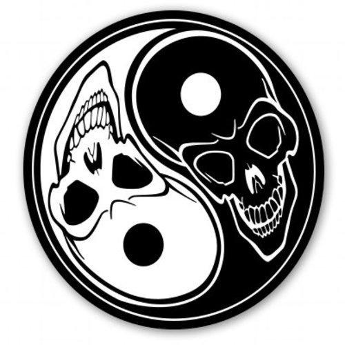 Yin Yang Skulls Car Vinyl Sticker - SELECT SIZE