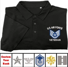 US Air Force embroidered polo shirt, cutom rank Air Force, Air Force polo
